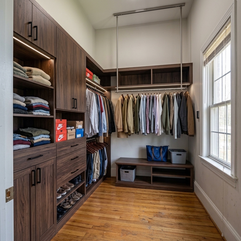 Bespoke Modernino Walk-in Closet with Descending Motorized Lift