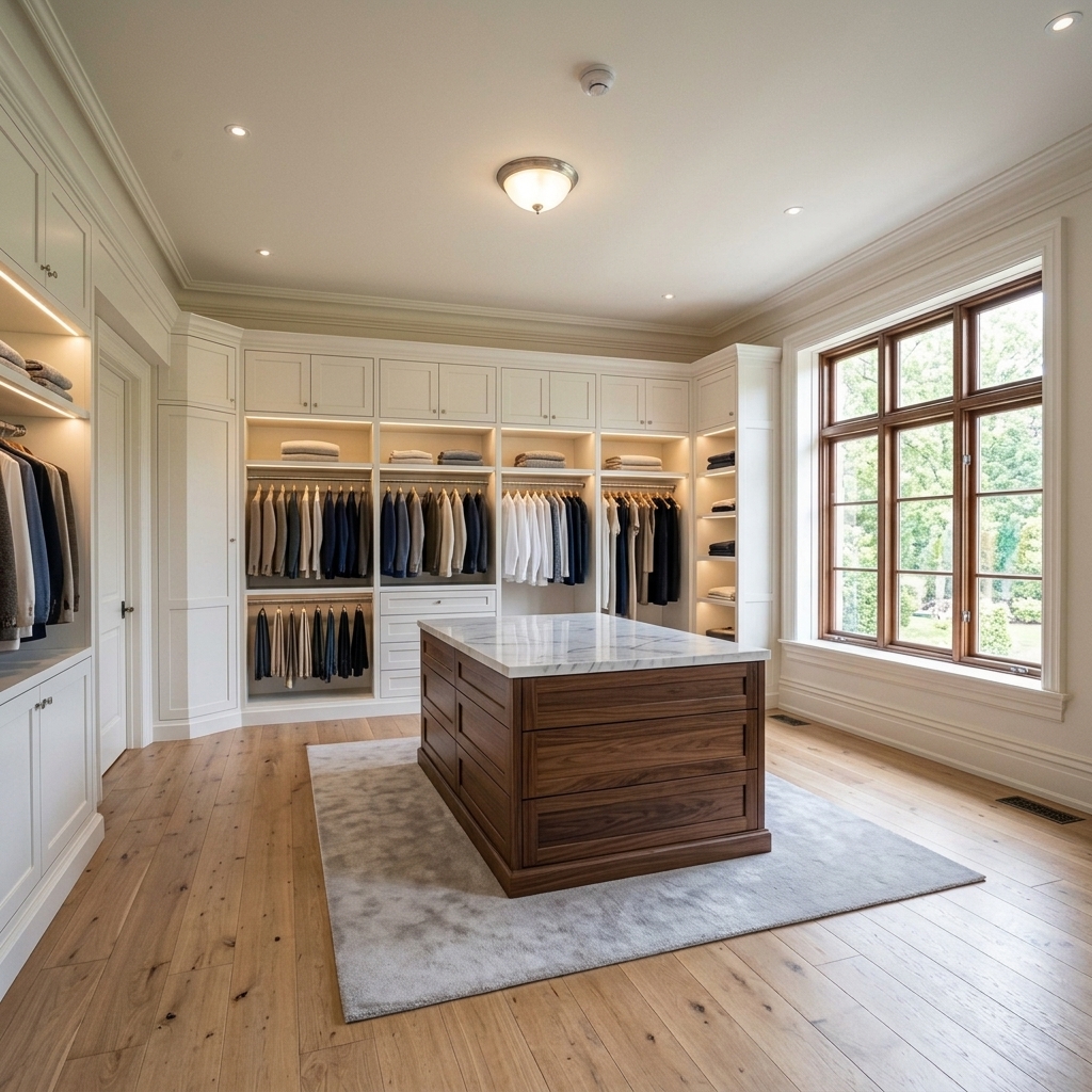 Suburban Estate Master Dressing Suite with Center Island