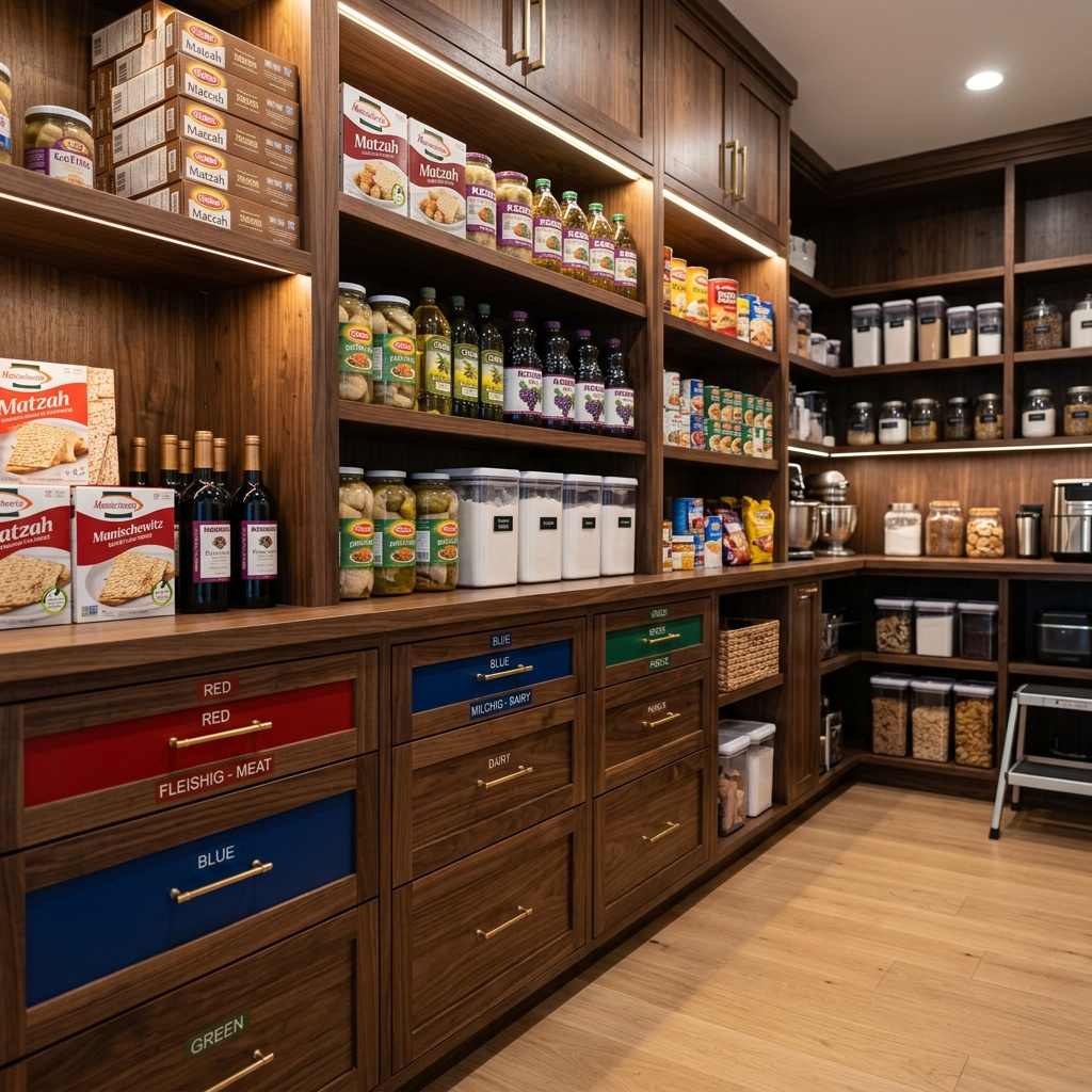Humidity-sealed luxury kosher scullery with fluted glass doors in Deal and Short Hills NJ
