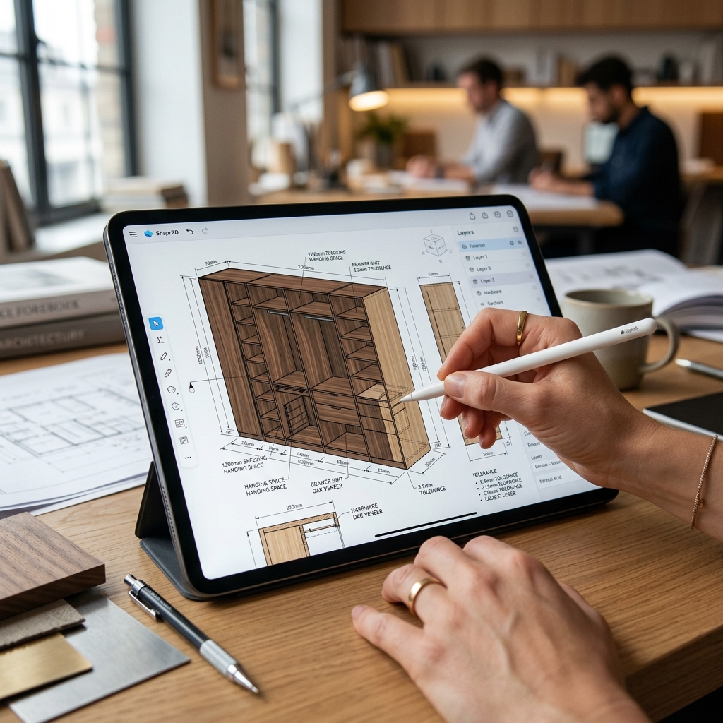 Collaborative computer-aided cabinetry design stage